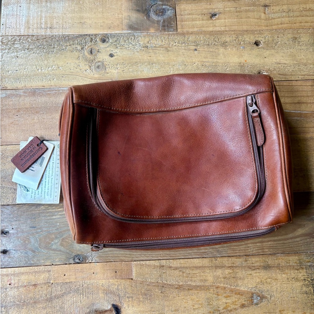 Correspondent by Bosca Brown Leather Toiletry Bag/ Dopp Kit